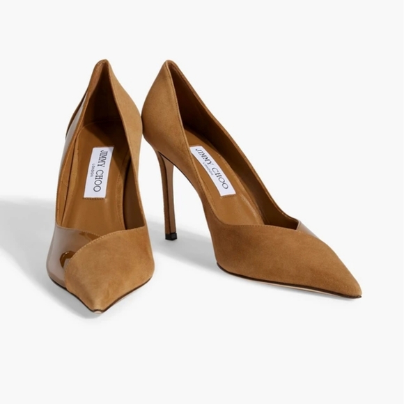 JIMMY CHOO Cass 95mm Patent Leather and Suede Pumps - Picture 14 of 15